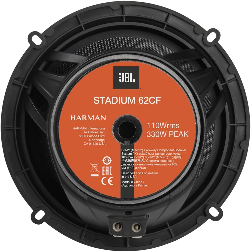 JBL Stadium 62CF 2-Wege Auto Soundsystem - 330 Watt Komponenten Auto Lautsprecher Boxen Set mit 165m