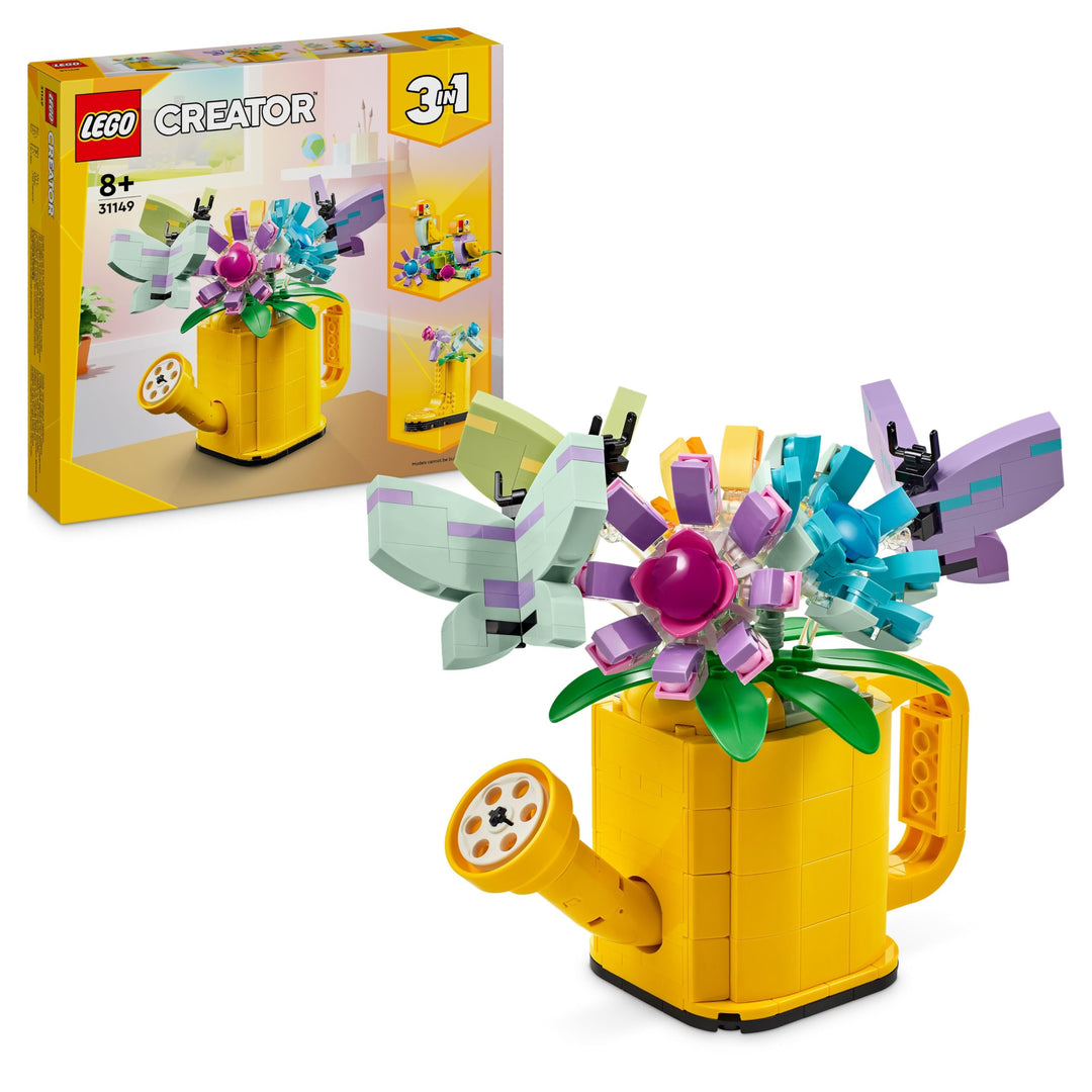 LEGO Creator 3in1 Giesskanne mit Blumen Set, Kinderzimmer-Deko, Baue eine Giesskanne mit Blumenstrau