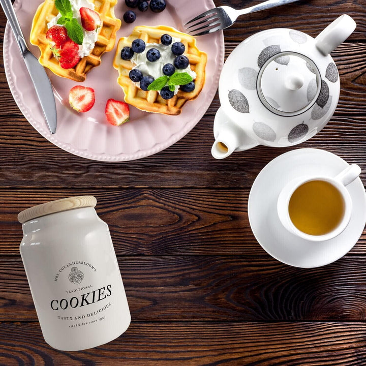 Traditional Cookies Keksdose aus Keramik mit Holzdeckel