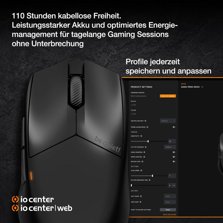 be quiet! Dark Mount Mechanische Tastatur und Dark Perk Ergo Wireless Gaming Maus-Bundle, Hot-Swap N