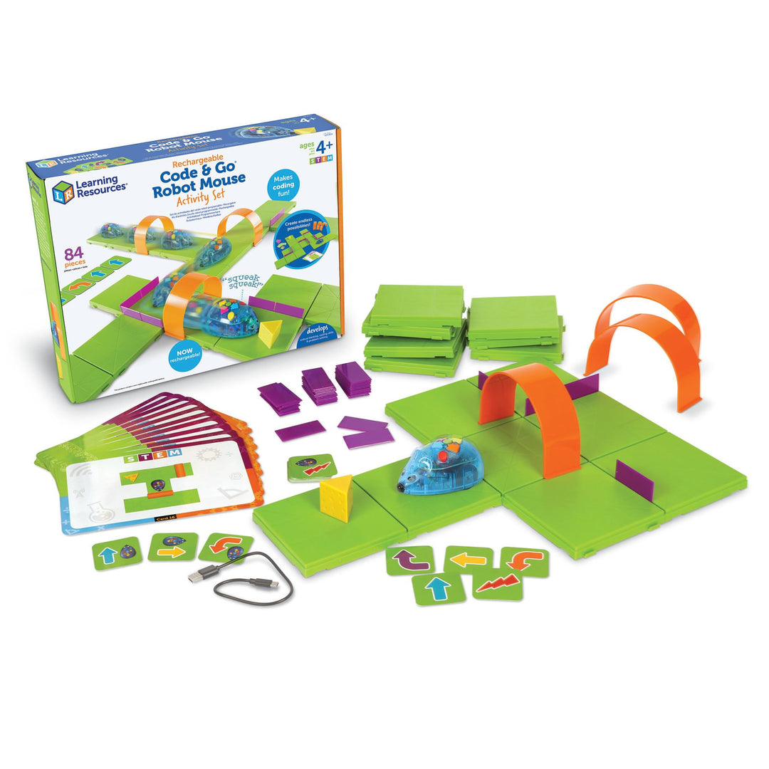 Learning Resources Code & Go Roboter-Maus Aktivitäts-Set – Wiederaufladbares, interaktives Lernspiel