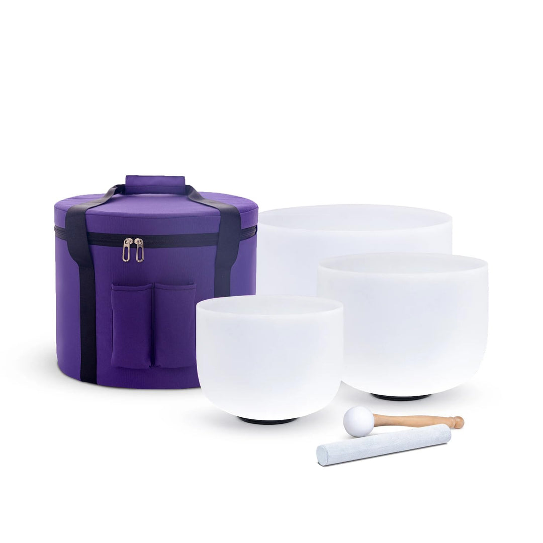 Hye-eun Kristall Klangschalen Set 3 Stück (6-10 Zoll,6"B 8"E 10"C) mit 432Hz Crystal Bowls Klangscha