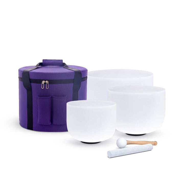 Hye-eun Kristall Klangschalen Set 3 Stück (6-10 Zoll,6"B 8"E 10"C) mit 432Hz Crystal Bowls Klangscha