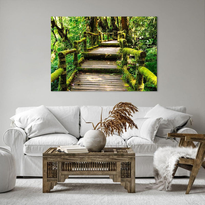 Bilder auf Leinwand 100x70cm Leinwandbild Asien natur park brücke Gross Wanddeko Bild Schlafzimmer K