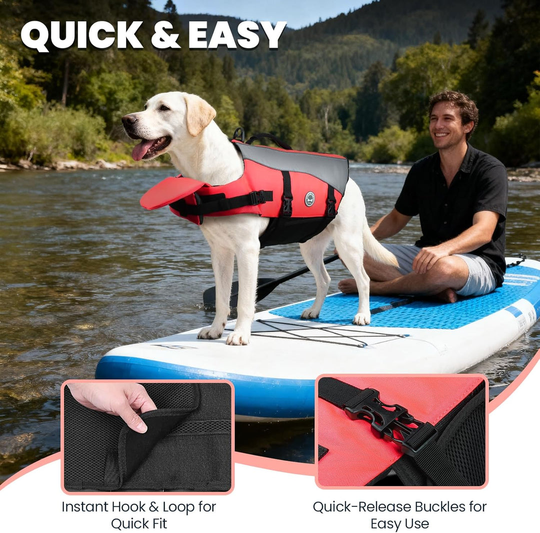 VIVAGLORY Front Float Schwimmweste Hund, Hundeschwimmweste für Bootfahren, Schwimmweste with Kopfstü