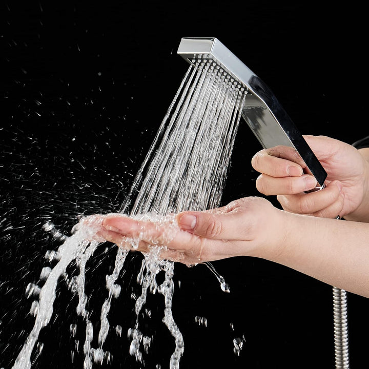 Oupukle Handbrause Wassersparend Hochdruck Badezimmer Silber Anti-Kalk-Düsen Duschkopf Regendusche M