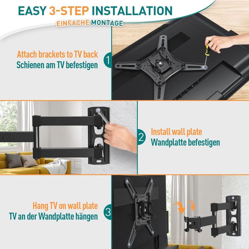 ELIVED TV Wandhalterung Schwenkbar Neigbar, Fernseher Wandhalterung Ausziehbar für die meisten 14-42