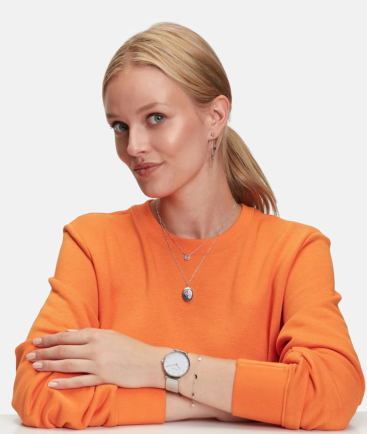 Tamaris Halskette für Damen, Halsschmuck in Silber, Gold & Roségold, Kette mit Amulett aus Edelstahl