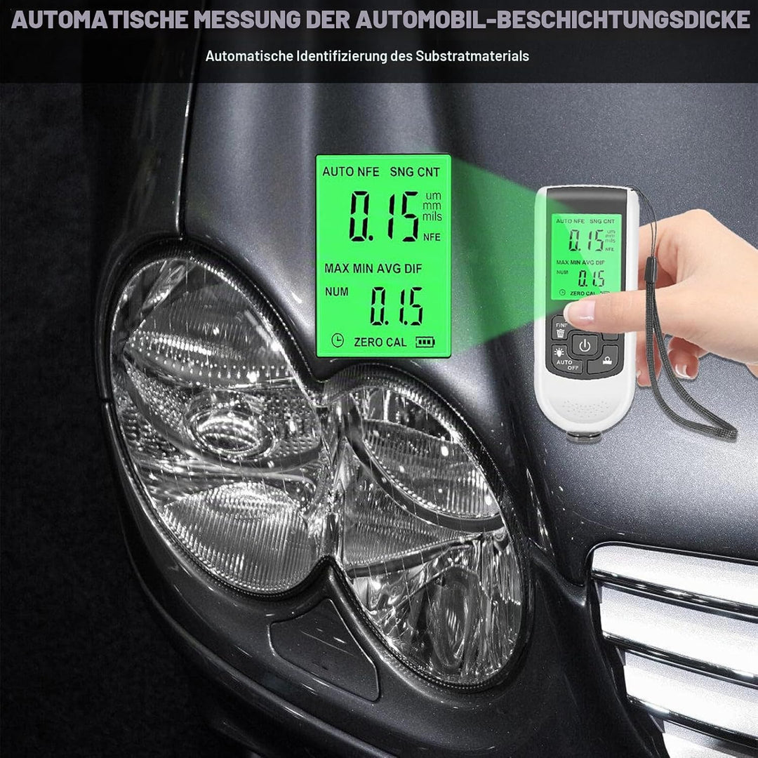 Lackmessgerät Auto: Lackdickenmessgerät für Auto Schichtdickenmessgerät mit Hintergrundbeleuchtung D
