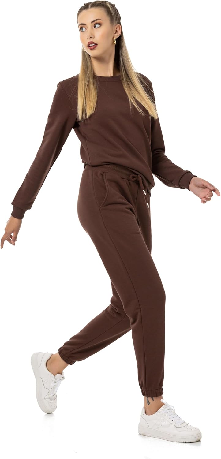 Red Bridge Damen Freizeitanzug Jogginganzug Hose Sweatshirt Premium Basic, XS Braun