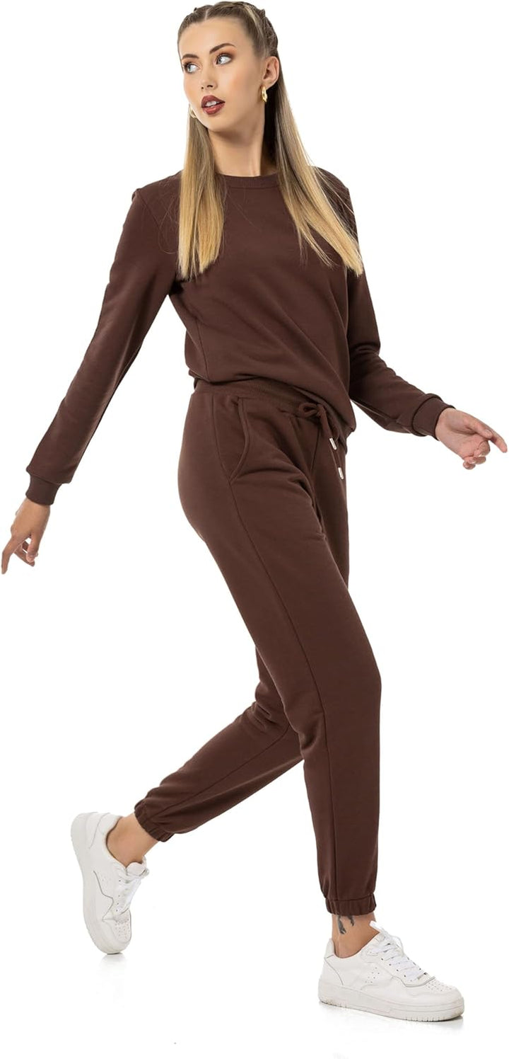 Red Bridge Damen Freizeitanzug Jogginganzug Hose Sweatshirt Premium Basic, XS Braun