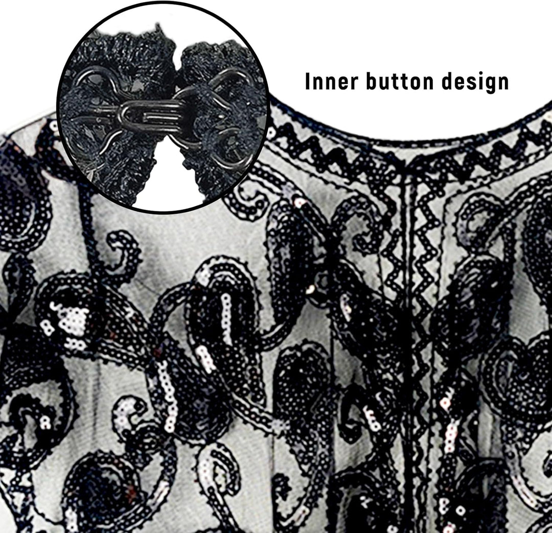 XDGBGFN 20er Jahre Schal Abendumhang, Ein Schal Abendkleid mit Pailletten, Retro Kostüm Accessoires