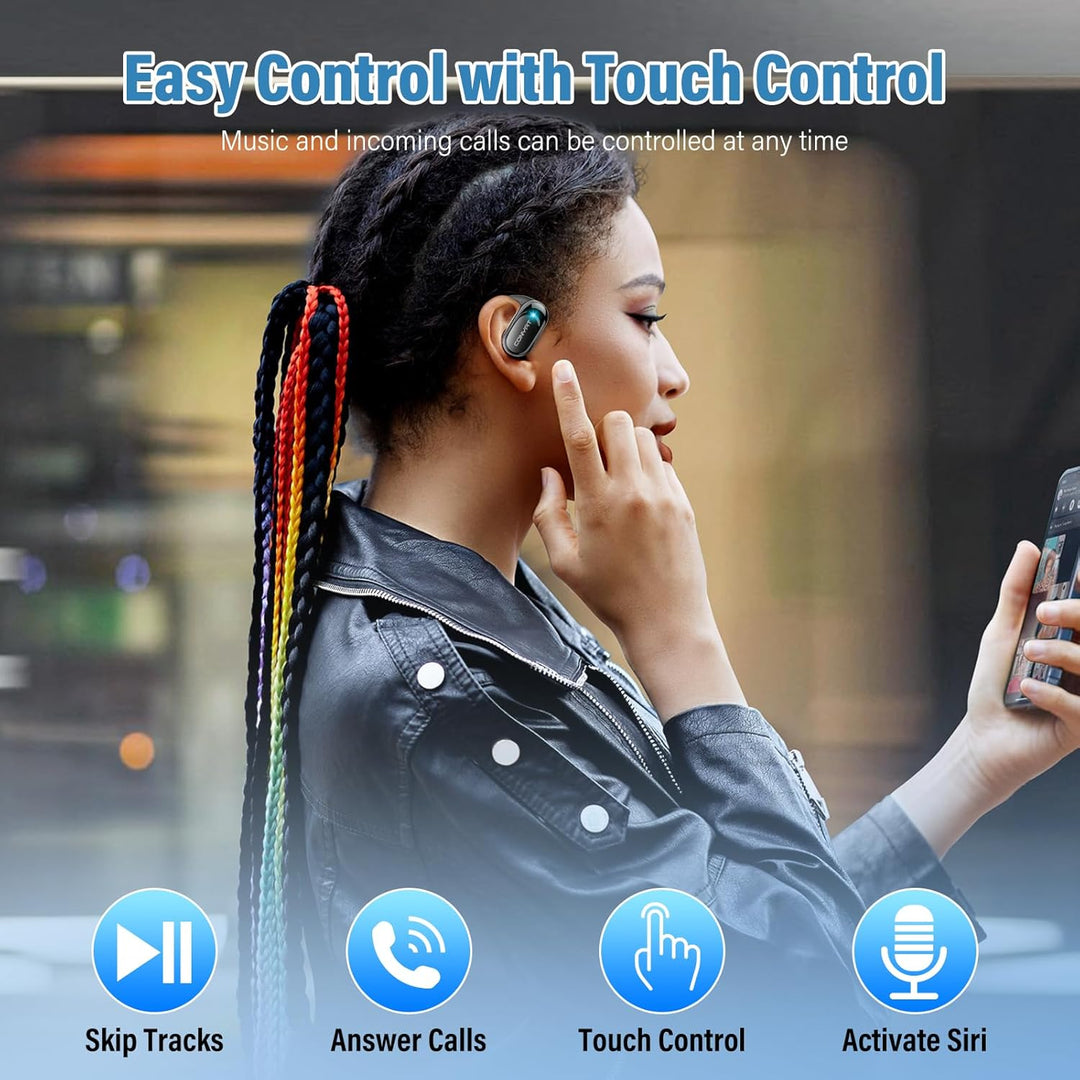 Open Ear Kopfhörer Sport, Bluetooth 5.4 Ohrhörer, Open Ear Headphones mit ENC, Pendler/Sport, Tiefsc