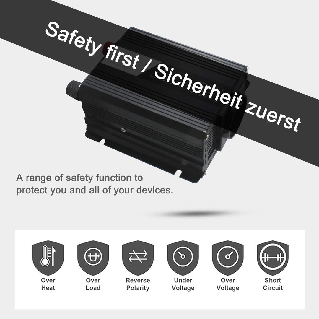 Yinleader Wechselrichter 400W 12V auf 230V 2 USB kfz Spannungswandler Inverter DC AC Umwandler Strom