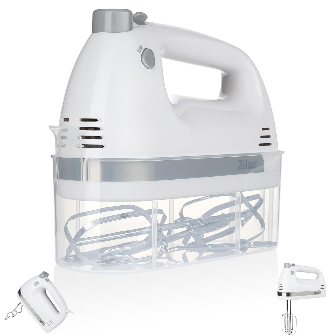 Zilan Handmixer 500W mit Ständer – Elektrischer Handrührer mit 5 Geschwindigkeiten + Turbo, Leise Kü