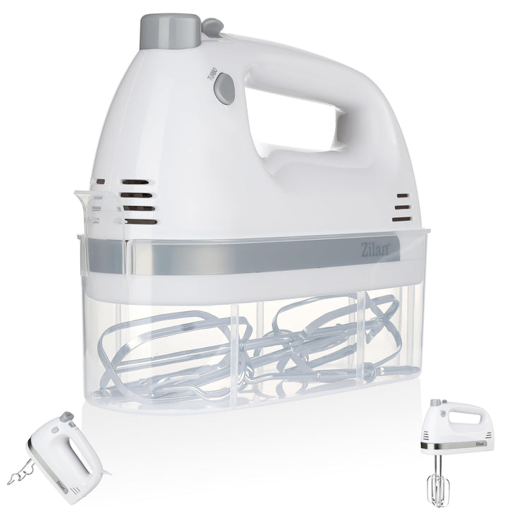 Zilan Handmixer 500W mit Ständer – Elektrischer Handrührer mit 5 Geschwindigkeiten + Turbo, Leise Kü