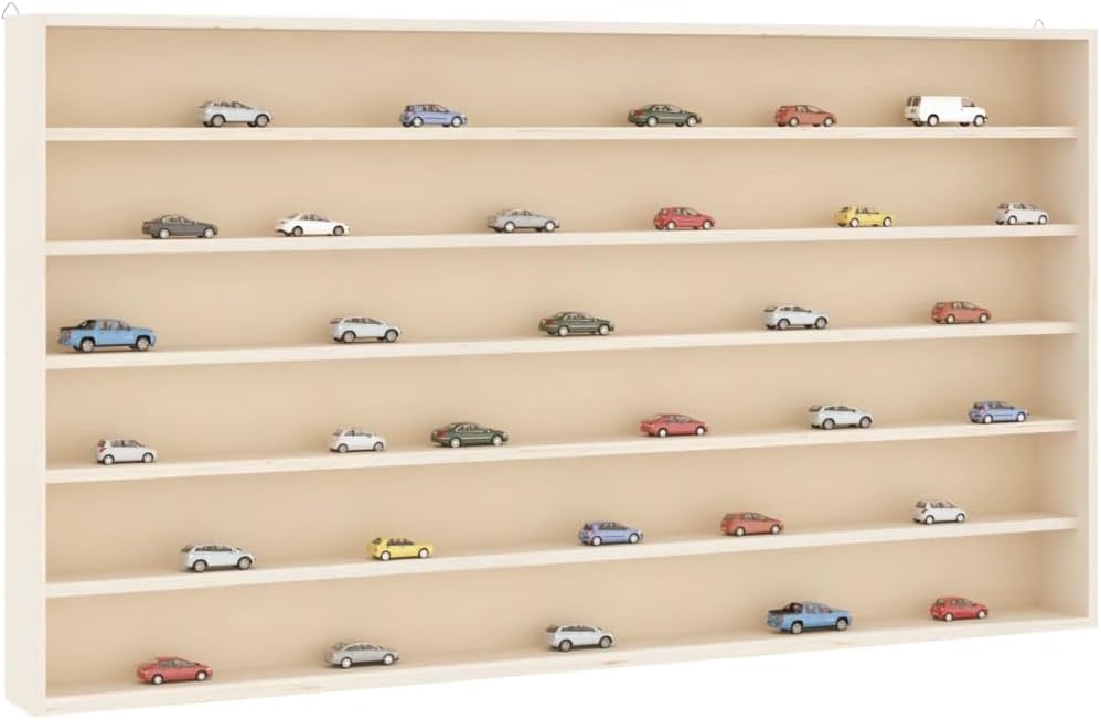 vidaXL Sammlervitrine aus Holz mit 6 Regalen, Wandvitrine für Wohnzimmer Esszimmer Schlafzimmer, Wan