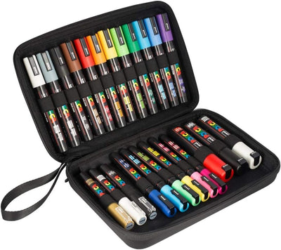 uni-ball 186824 - POSCA Marker , 24 Stifte im Koffer, für viele Oberflächen geeignet, Verschiedene S
