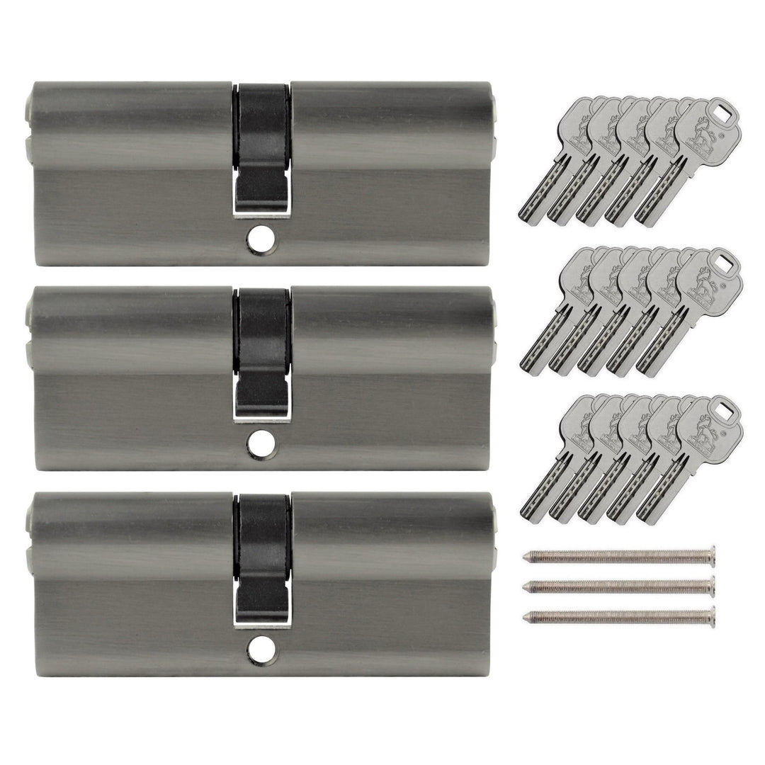 3x Profilzylinder 90 mm 45/45 gleichschliessend Not- und Gefahrenfunktion inkl. 15 Schlüssel