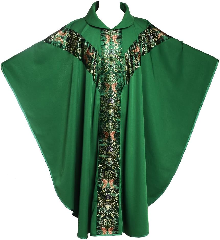 BLESSUME Priester Celebrant Messgewand katholisch Kirche Vater Masse Robe Stickerei Grün Einheitsgrö