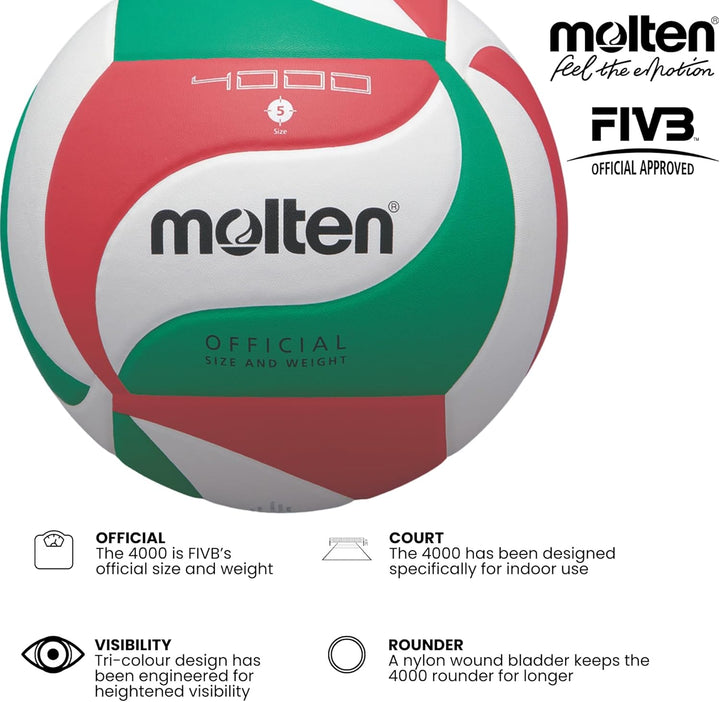 Molten Volleyball 5 Weiss/Grün/Rot, 5 Weiss/Grün/Rot