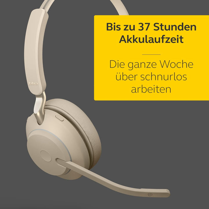 Jabra Evolve2 65 Wireless PC Headset with Charging Stand – Noise Cancelling UC Certified Mono Headph