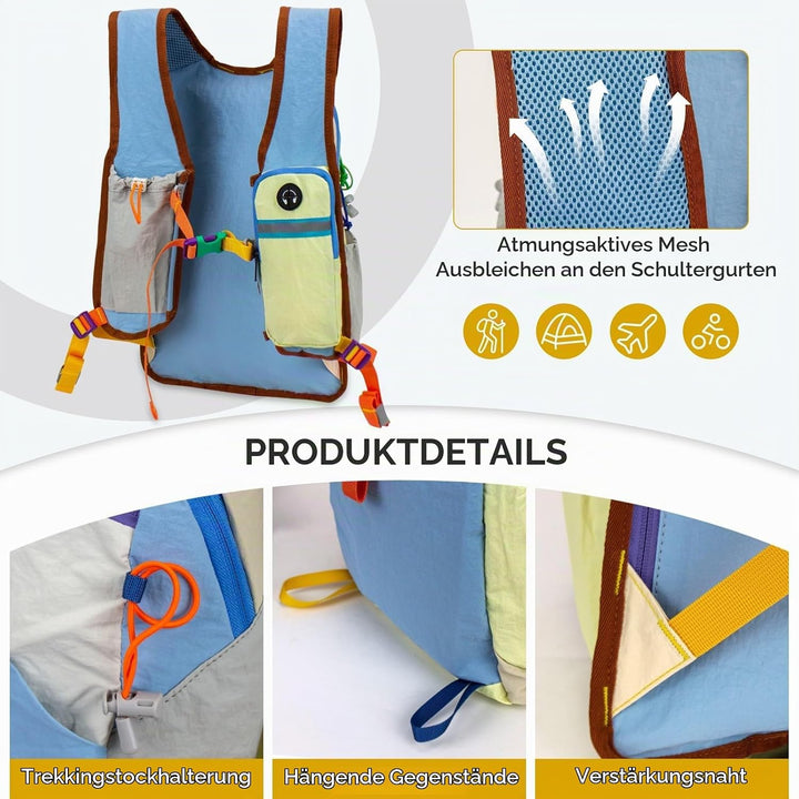 Wanderrucksack Kleiner 15L Leichter Faltbarer Daypack Tagesrucksack für Wandern Reisen Camping Fahrr
