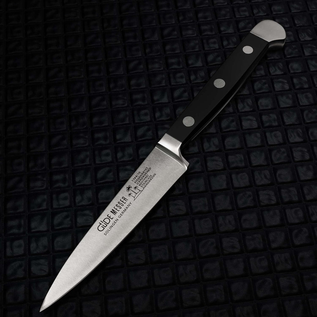 GÜDE Solingen - Spickmesser geschmiedet, 10 cm, POM schwarz, ALPHA, Office Messer, Doppelkropf, Hand