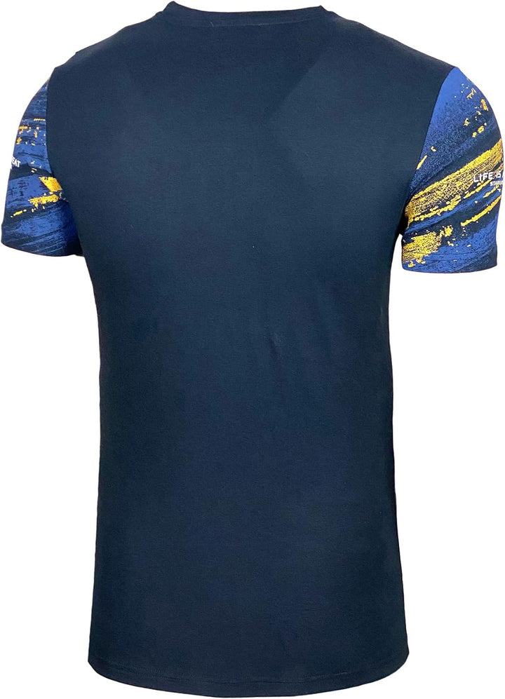 Herren Rundhals Vintage T-Shirt Kurzarm Slim Fit Design Fashion Top Print Shirt B-2778 M Marine, M M