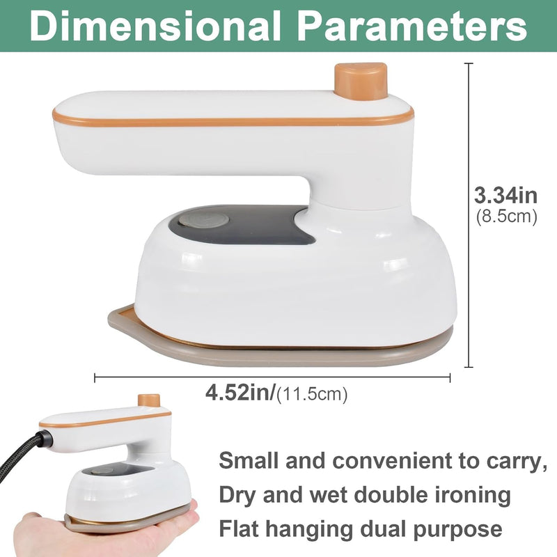 Dampfbügeleisen Mini,Faltbares Tragbares Reisebügeleisen, Schnelles Aufheizen,Trocken und Nassbügeln