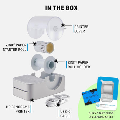 HP Sprocket Panorama Instant- Tragbarer Farbetiketten- und Fotodrucker (Grau). Personalisieren Sie D