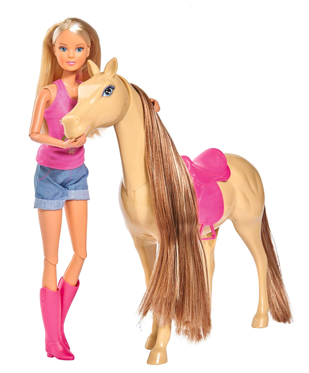 Simba 105733052 - Steffi Love Lovely Horse, Steffi als Reiterin, Pferd mit Magnetfunktion beim Fütte