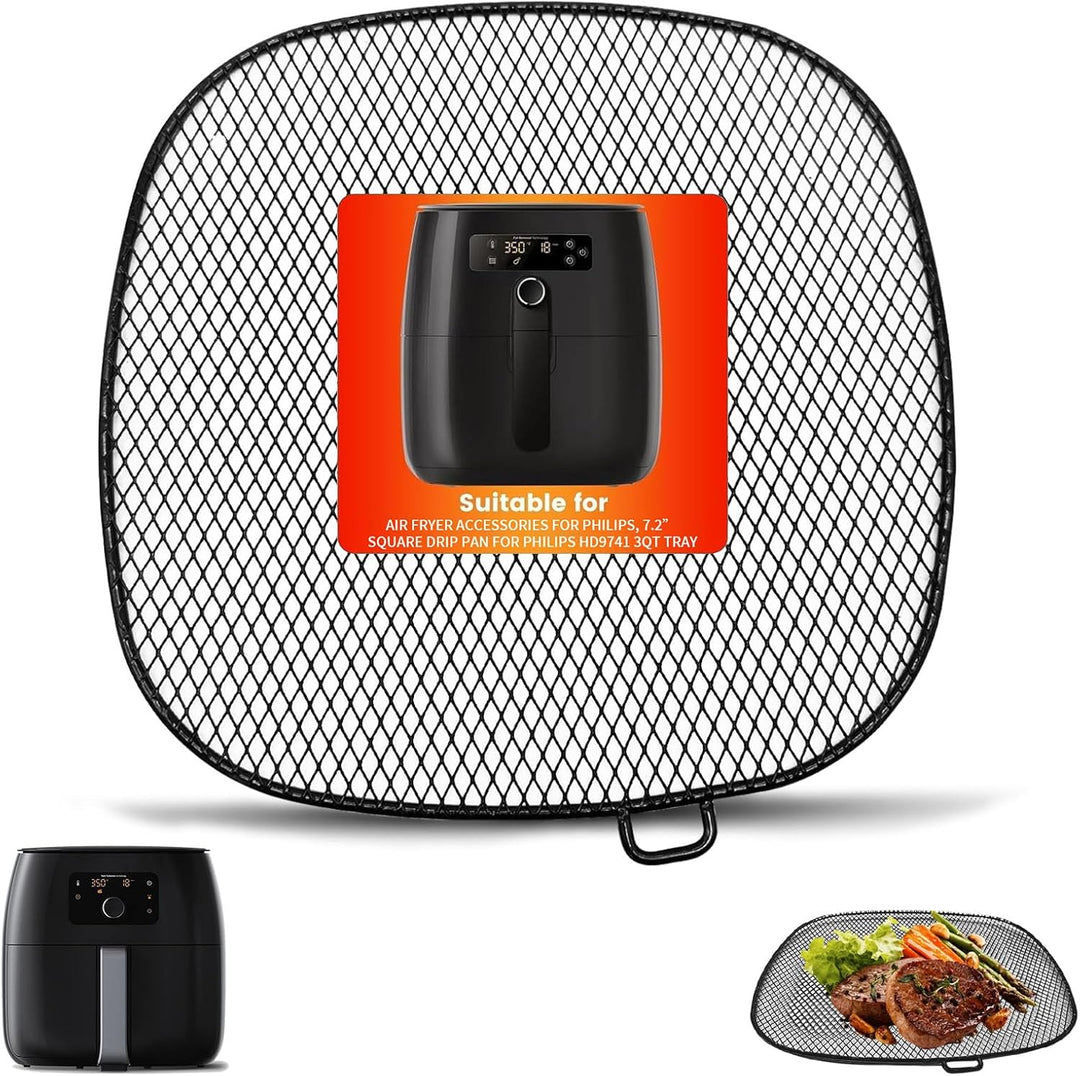 Air Fryer Zubehör für Philips, 18,3 cm quadratische Abtropfschale für Philips HD9741 3QT Tray Rack k