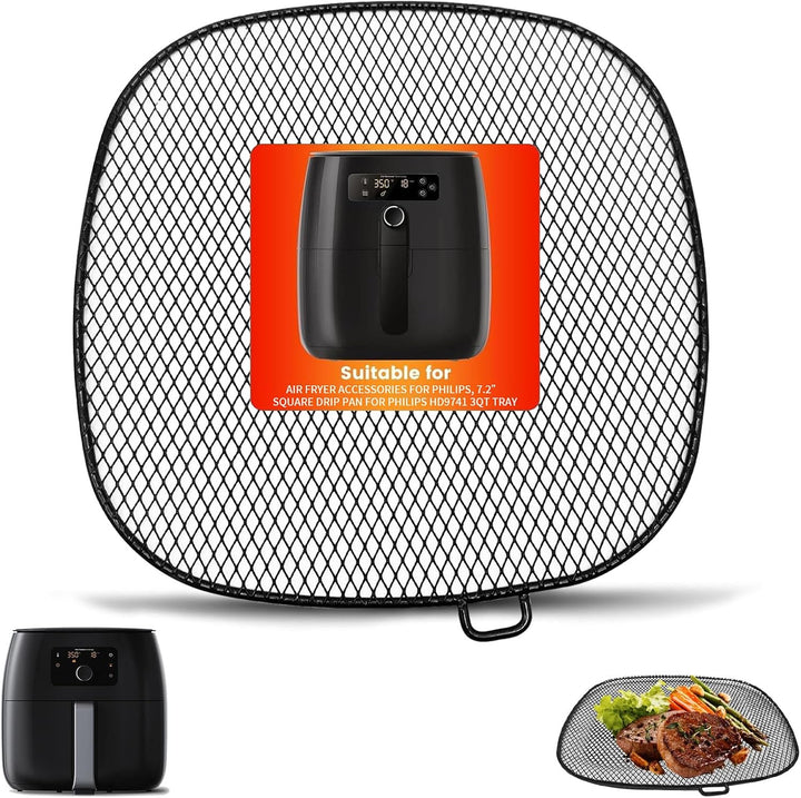 Air Fryer Zubehör für Philips, 18,3 cm quadratische Abtropfschale für Philips HD9741 3QT Tray Rack k