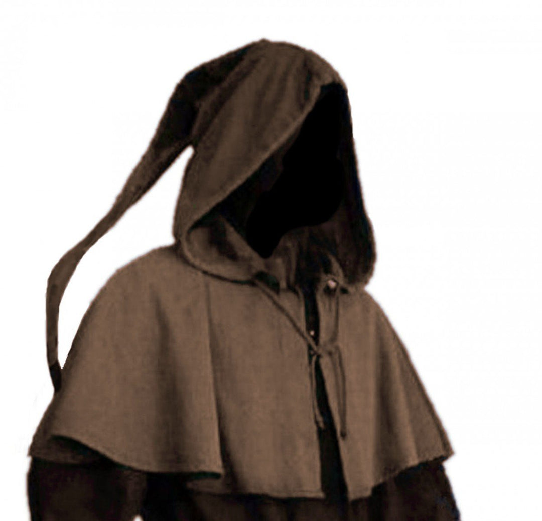 Dark Dreams Gothic Mittelalter LARP Gugel mit Zipfel Askell, Grösse:Freesize, Farbe:Dunkelbraun Einh