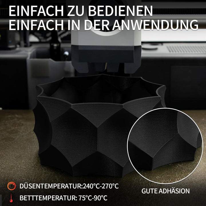 10 Rollen Carbon Fiber PETG Filament 1.75mm, TINMORRY PETG CF 3D Drucker Filament, 10 KG, Schwarz 10