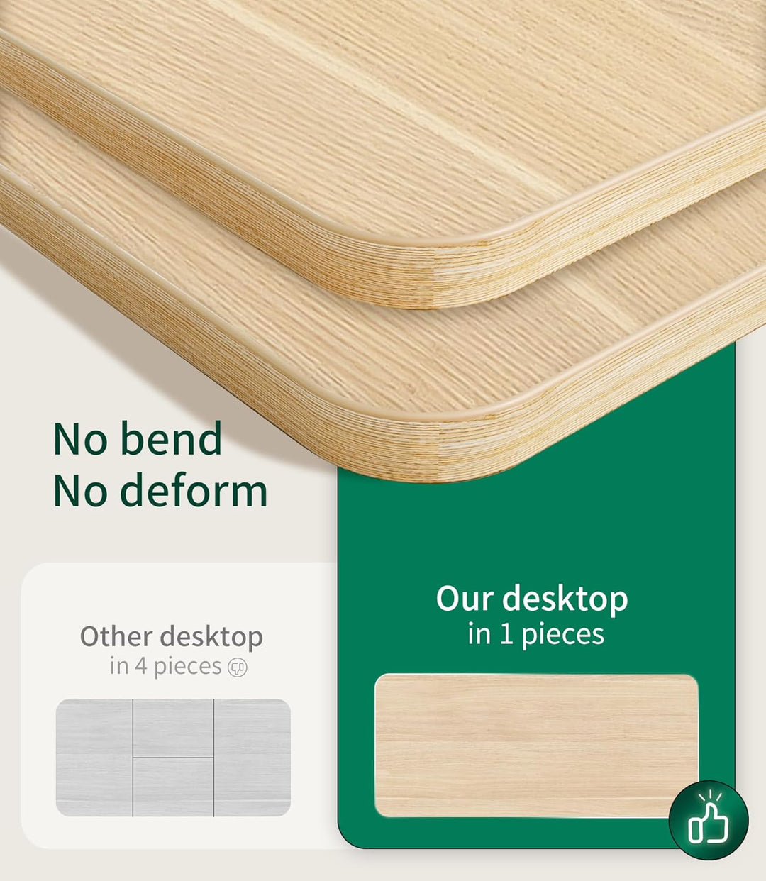 MAIDeSITe Tischplatte 140x70 cm Schreibtischplatte 25 mm stark - DIY Stabile Bürotischplatte – Perfe