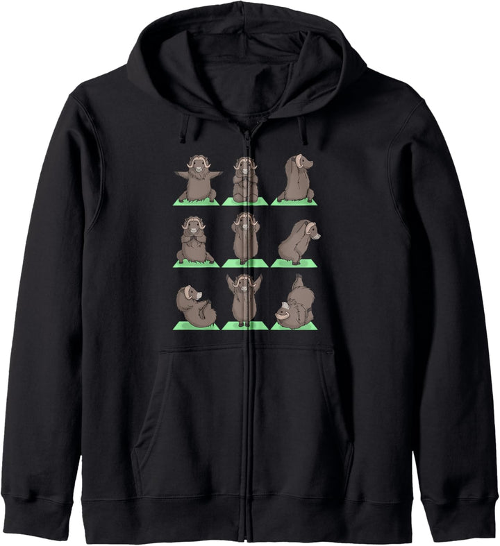 Musk Ox Yoga Pose Zen Cute Workout Exercise Yogi Funny Kapuzenjacke