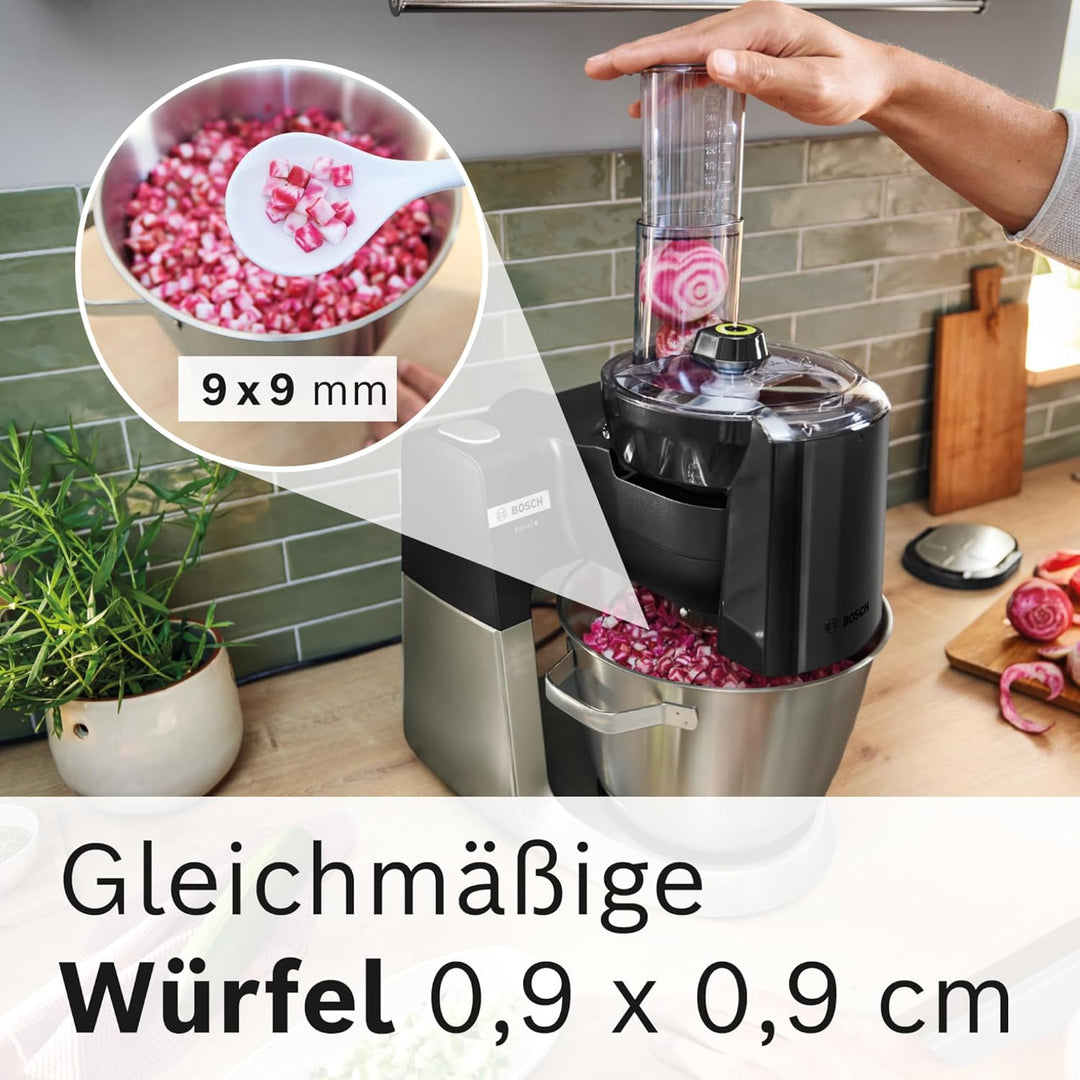 Bosch Zubehör MUZS68CC, Würfelschneider, gleichmässige Würfel, Würfeleinsatz 9 mm, inklusive Gitterr