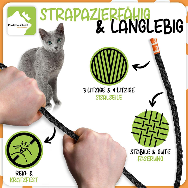 Kratzbaumland Premium-Sisalseil schwarz 6 mm, schwarzes Sisalseil für Kratzbäume (versch. Längen) (2