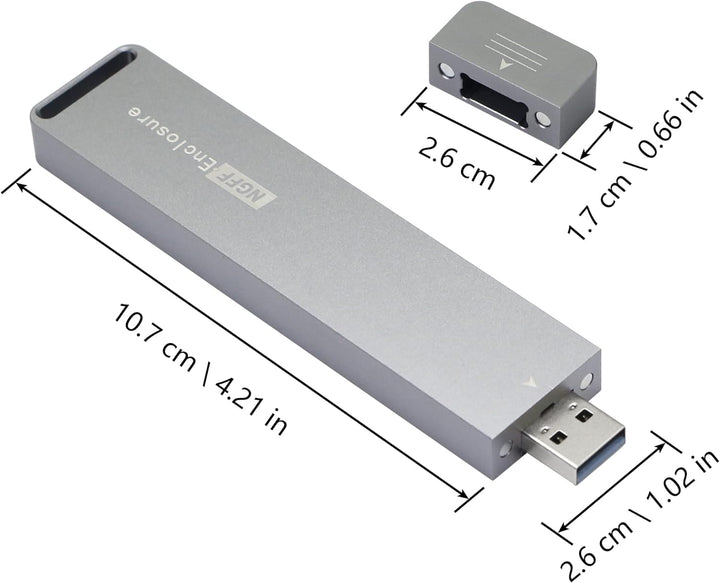 CERRXIAN M.2 B Key SATA SSD Gehäuse Adapter Aluminium Typ A USB 3.0 NGFF Externes Festplattengehäuse