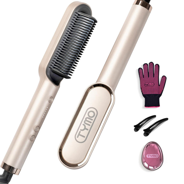 TYMO Glättbürste, Haarglättungsbürste, schnelles Aufheizen, 5 Heizstufen, automatische Abschaltung,