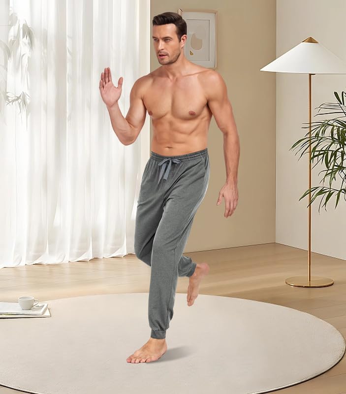 COLORFULLEAF Schlafanzughose Herren Lang Schlafhose mit Bündchen Pyjamahose für Männer Jogginghose 1