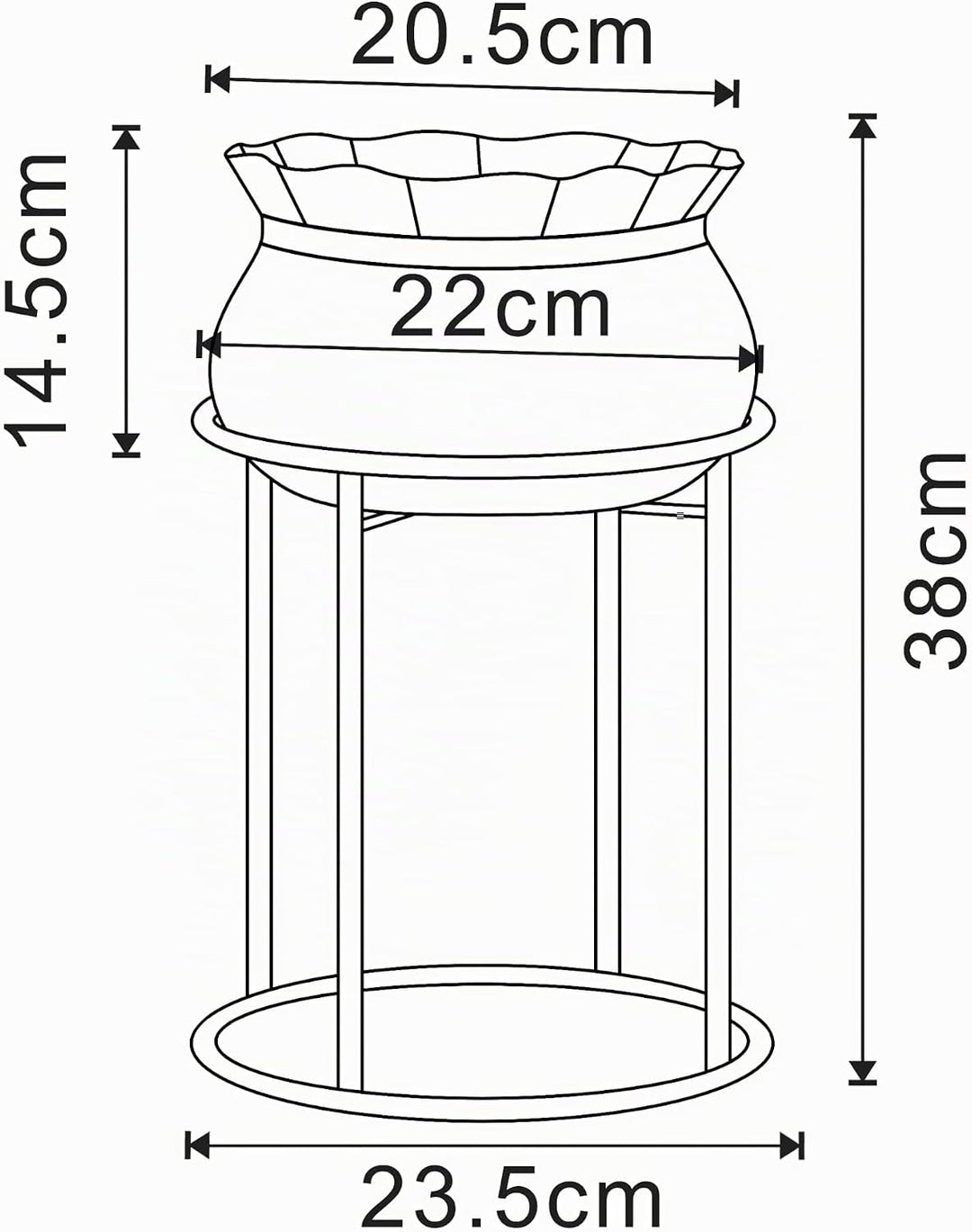[en.casa] Blumenständer Assen Pflanzenständer mit Blumentopf Metall Grün Pflanzenregal 38 x 23,5 cm