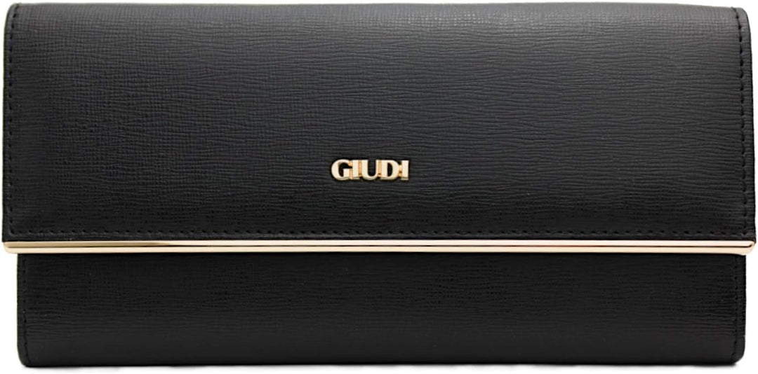 Giudi ® Geldbörse Damen Leder Rot Lang Echtleder Saffiano Gold-Optik Abendtasche Clutch Kartenfächer