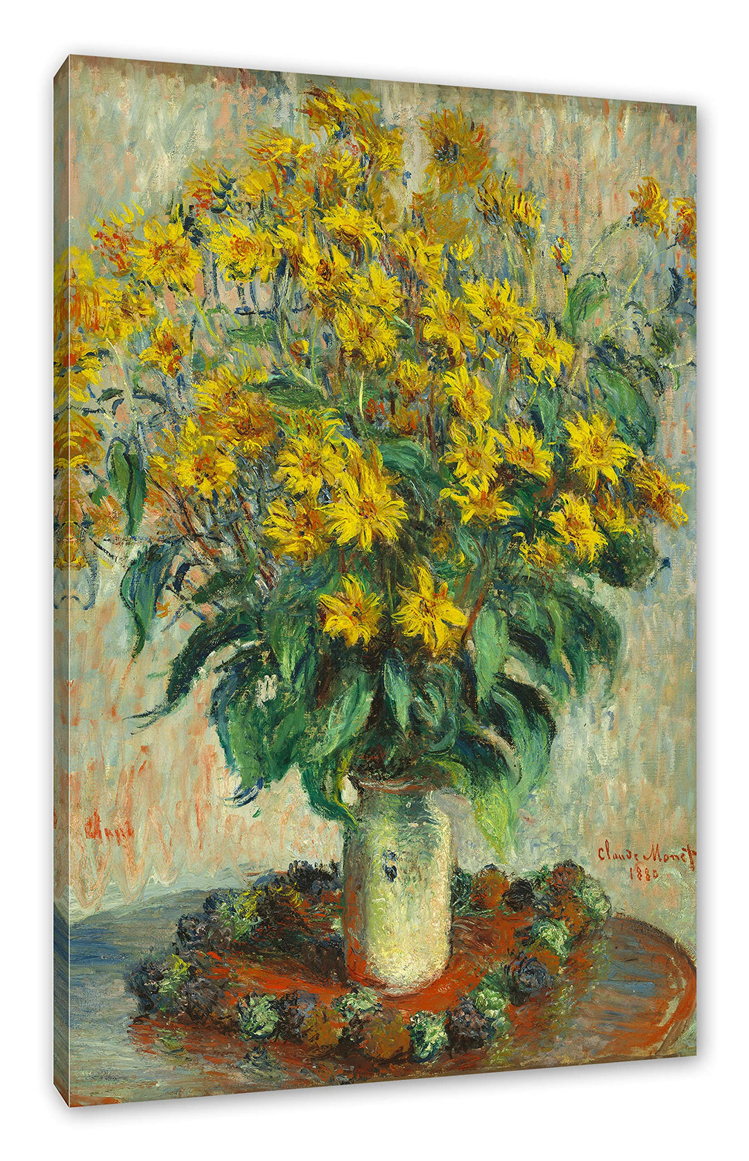 Generisch Claude Monet - Topinambur Blumen als Leinwandbild / Grösse: 100x70 cm / Wandbild / Kunstdr