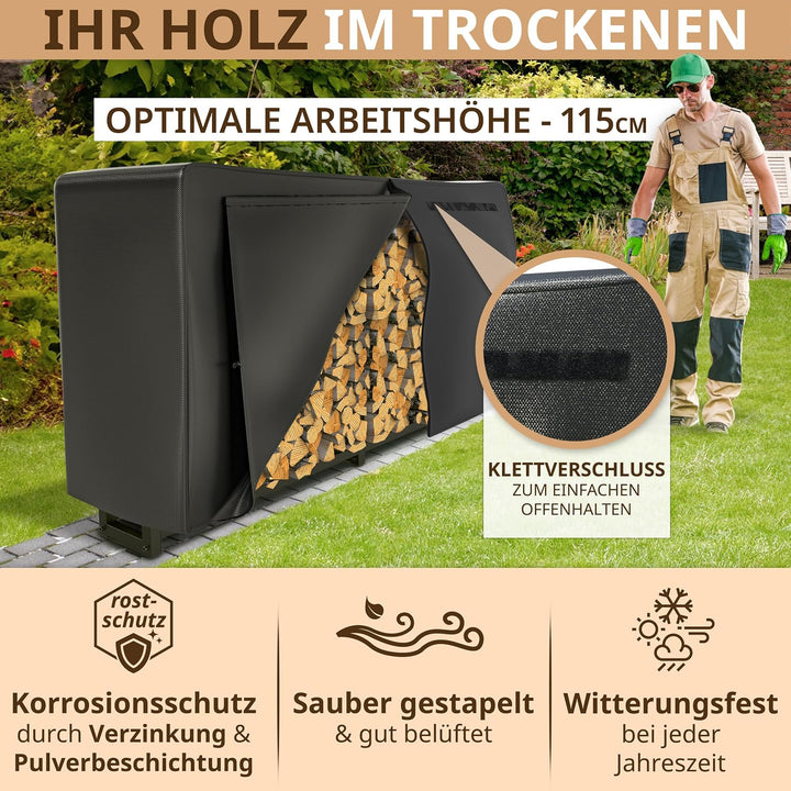Kaminholzregal aussen Metall 223x25x115cm