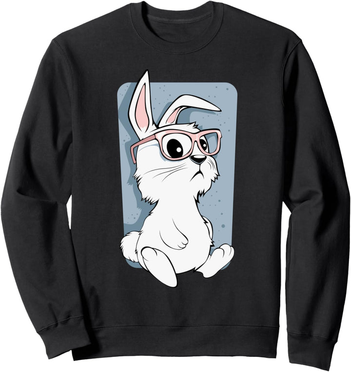 Lustiges Hippie Hipster Hase Kaninchen Brille Ostern Sweatshirt