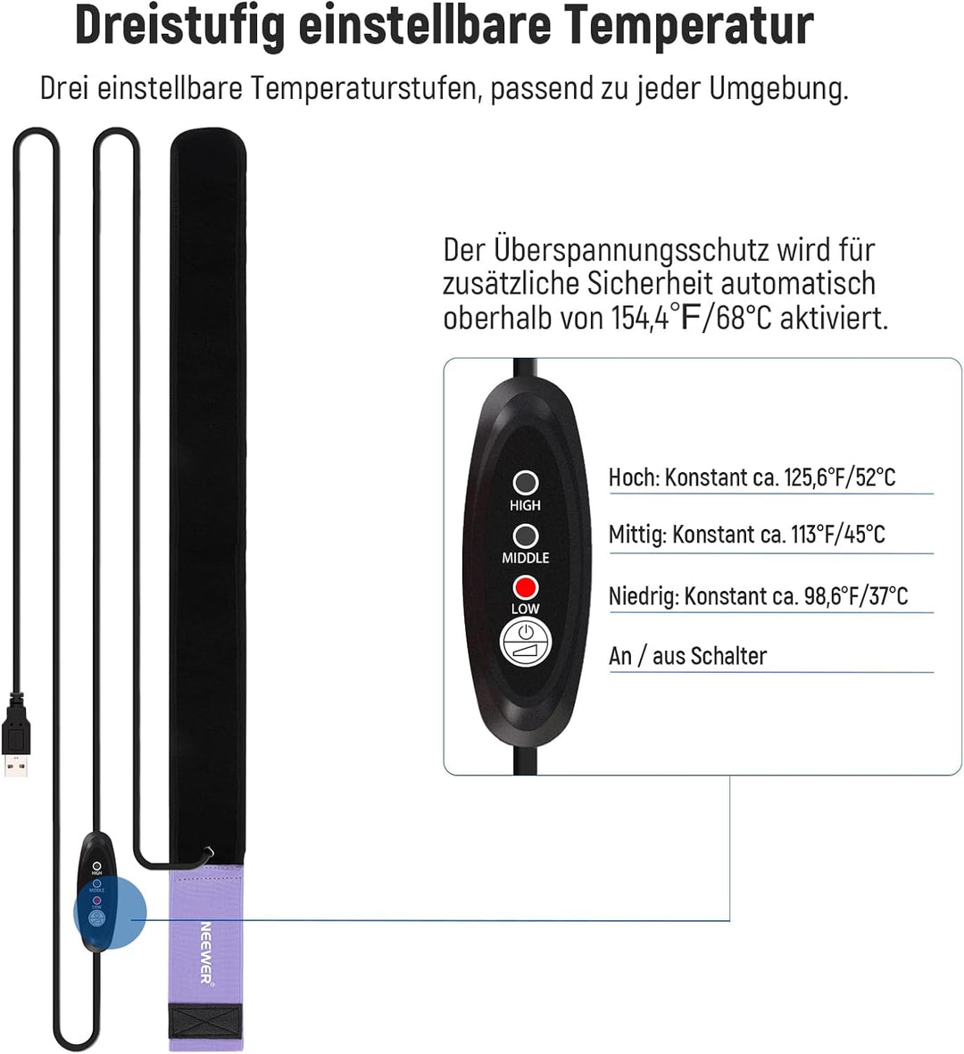 NEEWER USB 500mm Objektivwärmer mit FPC, schnelle, gleichmässige Heiztechnik für DSLR Kameraobjektiv