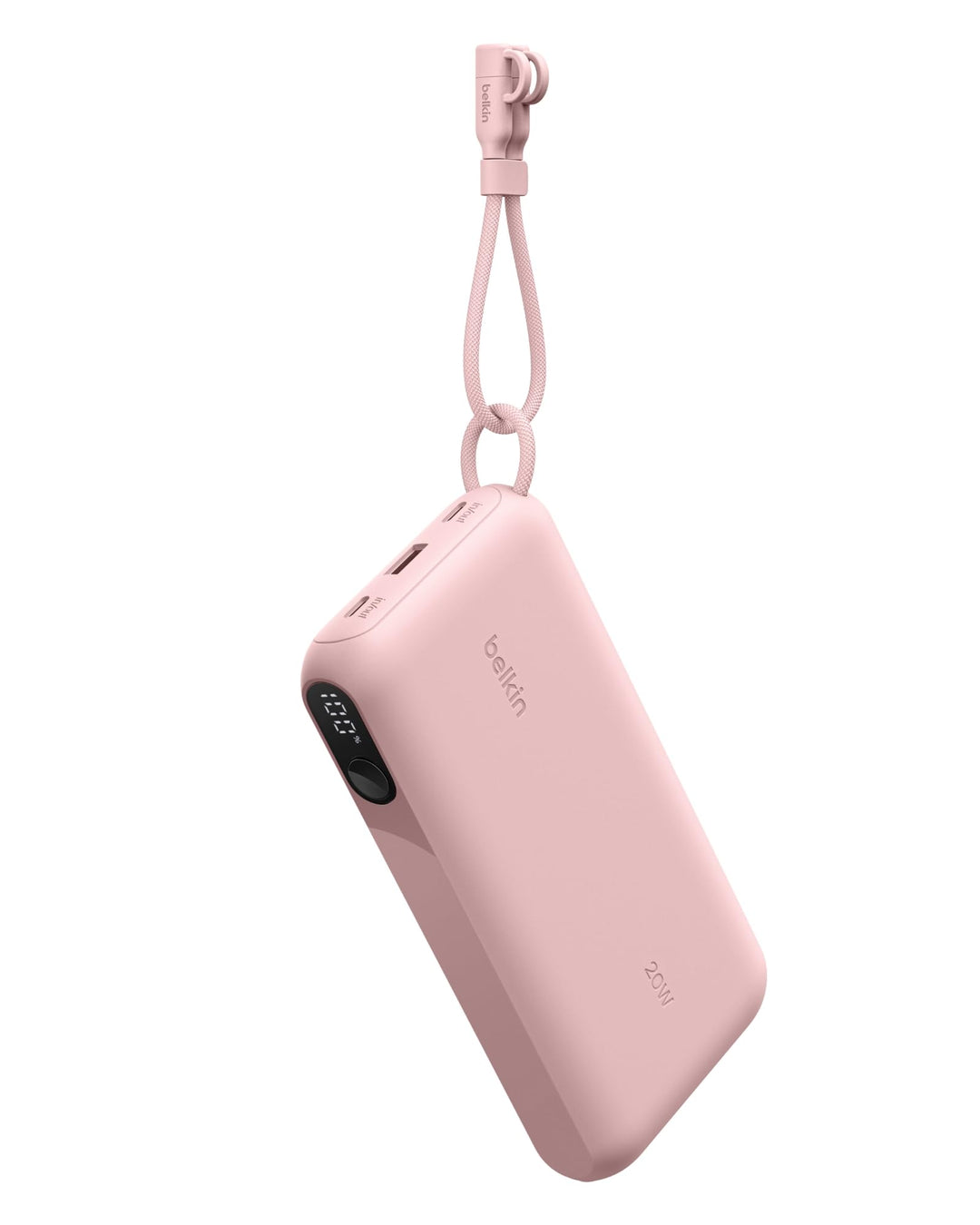 Belkin BoostCharge 20000mAh Power Bank, Digitale Akkuanzeige – Rosa | 20K Powerbank, 2 USB-C, 1 USB-